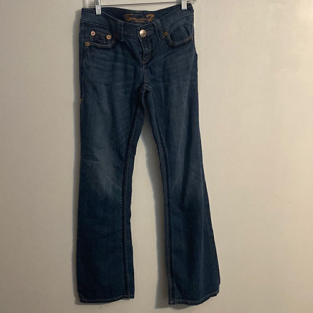 Seven7 distressed 5 Pocket bootcut jeans, size 27